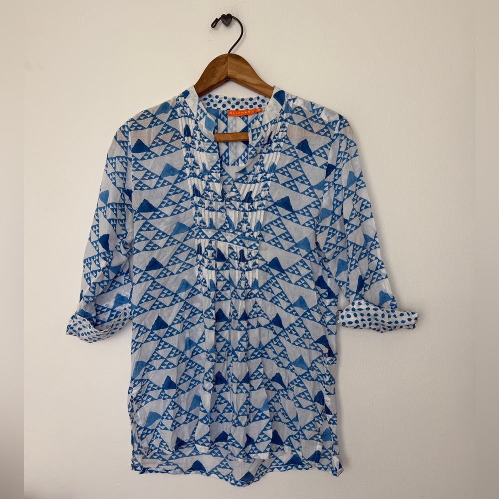 Oliphant Blue & White Geometric Tunic